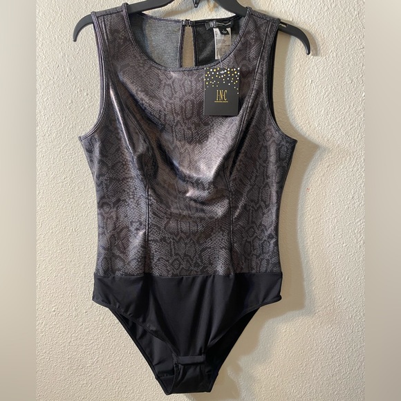 Inc International Concepts Faux Leather Snake Print Bodysuit - Picture 2 of 7
